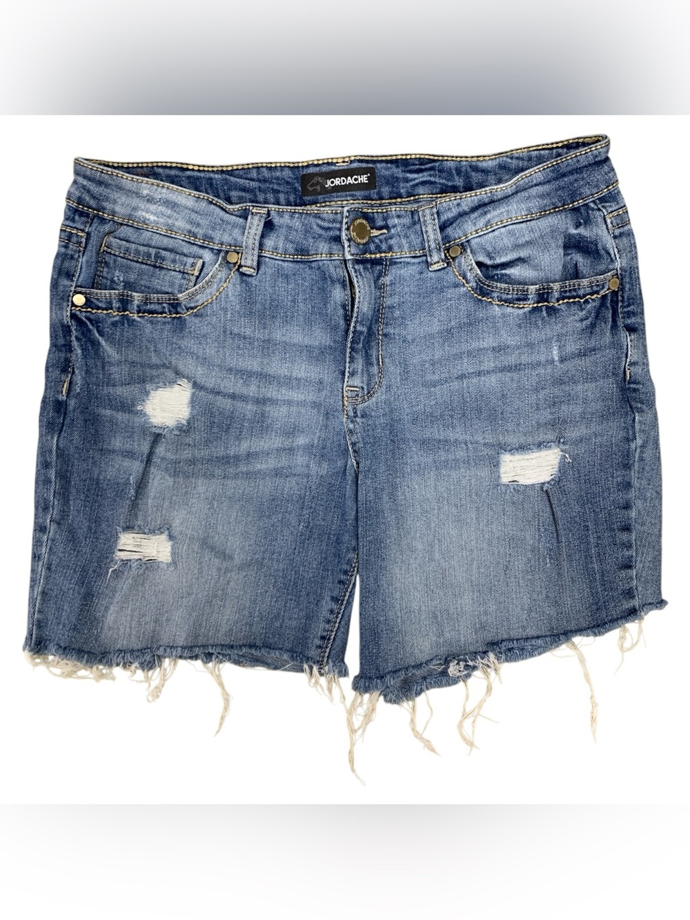 Jordache Light Blue Distressed Denim Shorts Size M